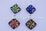 LP69 15*35*40mm diamond inner flower lampwork glass pendants