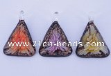 LP72 11*33*47mm triangle inner flower lampwork glass pendants