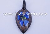 LP82 12*27*56mm leaf inner flower lampwork glass pendants