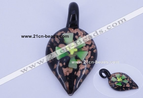 LP83 12*30*57mm leaf inner flower lampwork glass pendants