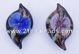 LP85 14*27*50mm leaf inner flower lampwork glass pendants