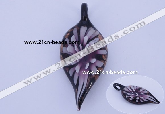 LP88 11*26*60mm leaf inner flower lampwork glass pendants