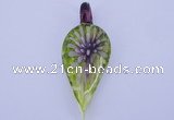 LP89 11*26*65mm leaf inner flower lampwork glass pendants