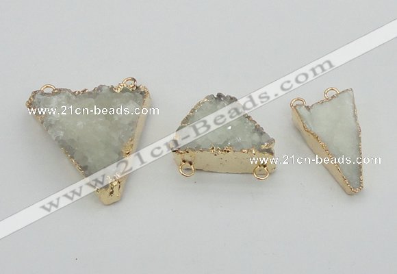 NGC1008 20*30mm – 30*35mm triangle druzy quartz connectors