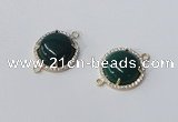 NGC1017 15mm flat round agate gemstone connectors wholesale