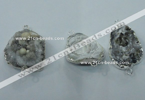 NGC105 25*35mm - 30*40mm freeform druzy agate connectors wholesale