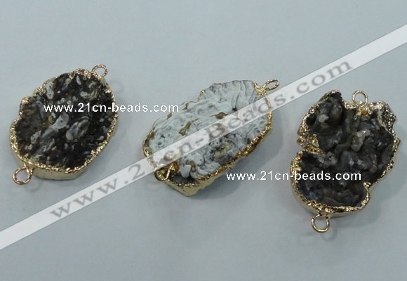 NGC106 25*35mm - 30*40mm freeform druzy agate connectors wholesale