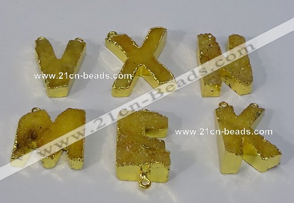 NGC1066 20*25mm - 25*30mm letter druzy agate connectors wholesale