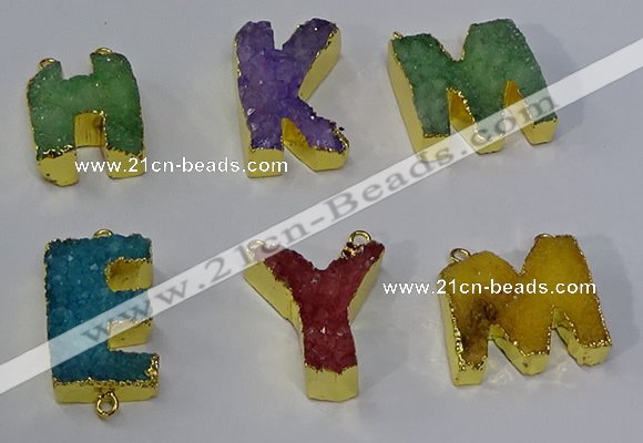 NGC1071 20*25mm - 25*30mm letter druzy agate connectors wholesale