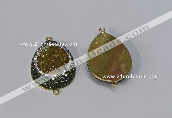 NGC1072 25*35mm teardrop druzy agate connectors wholesale