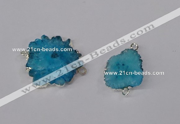 NGC1079 15*20mm - 30*35mm freeform druzy agate connectors wholesale