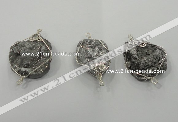 NGC108 25*30mm - 35*40mm freeform druzy agate connectors wholesale