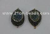 NGC1102 25*35mm teardrop druzy agate connectors wholesale