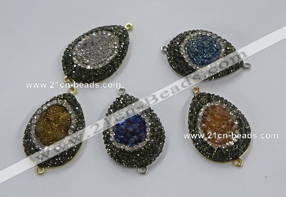 NGC1105 25*35mm teardrop druzy agate connectors wholesale