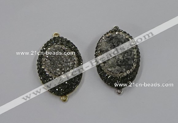 NGC1108 25*35mm oval druzy agate connectors wholesale