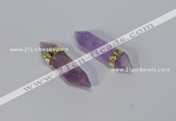 NGC1128 8*40mm - 10*35mm sticks amethyst connectors wholesale