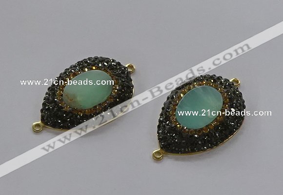 NGC1131 25*35mm teardrop Australia chrysoprase connectors wholesale