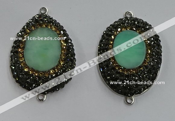 NGC1136 25*35mm freeform Australia chrysoprase connectors wholesale