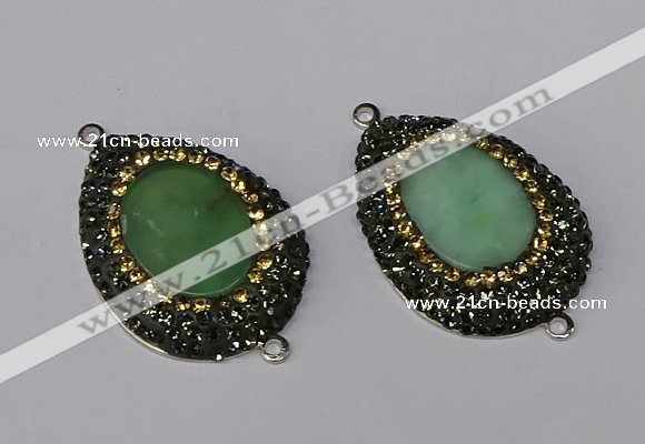 NGC1137 25*35mm teardrop Australia chrysoprase connectors wholesale