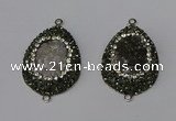 NGC1141 25*35mm teardrop druzy agate connectors wholesale