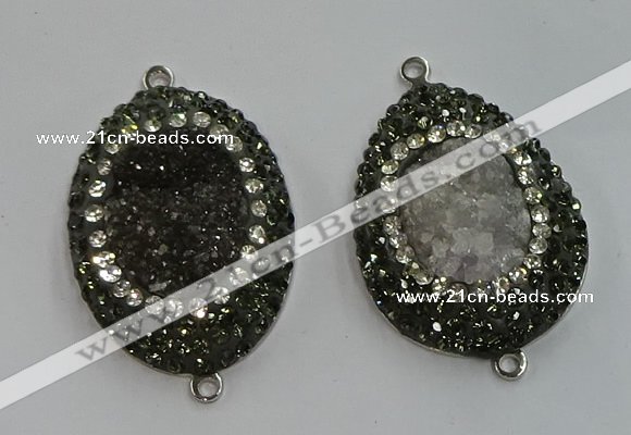 NGC1142 25*35mm freeform druzy agate connectors wholesale