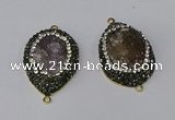 NGC1145 25*35mm teardrop druzy agate connectors wholesale