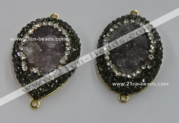 NGC1146 25*35mm freeform druzy agate connectors wholesale