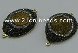 NGC1149 25*35mm freeform druzy agate connectors wholesale