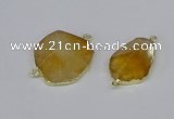 NGC1152 20*30mm - 30*35mm freeform citrine gemstone connectors