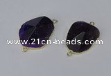 NGC1154 20*30mm - 30*35mm freeform amethyst gemstone connectors