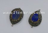 NGC1161 25*35mm teardrop lapis lazuli gemstone connectors wholesale