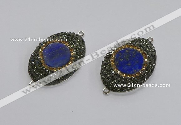 NGC1164 25*35mm oval lapis lazuli gemstone connectors wholesale