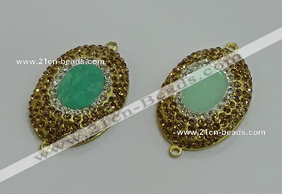 NGC1168 25*35mm oval Australia chrysoprase connectors wholesale