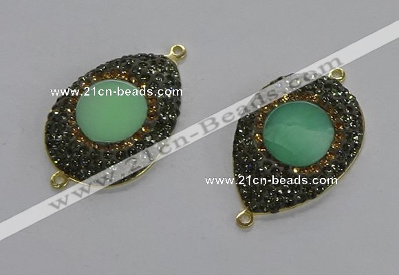 NGC1176 25*35mm teardrop Australia chrysoprase connectors wholesale