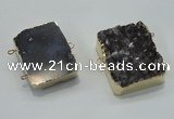 NGC120 30*40mm - 35*45mm rectangle druzy amethyst connectors