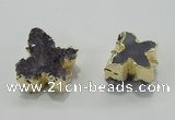 NGC121 20*25mm - 25*35mm butterfly druzy amethyst connectors