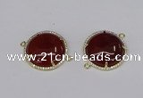 NGC1215 30mm flat round agate gemstone connectors wholesale