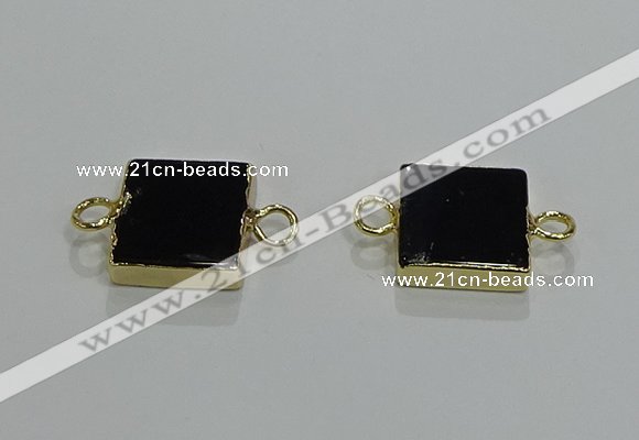 NGC1231 14*14mm square black agate gemstone connectors wholesale