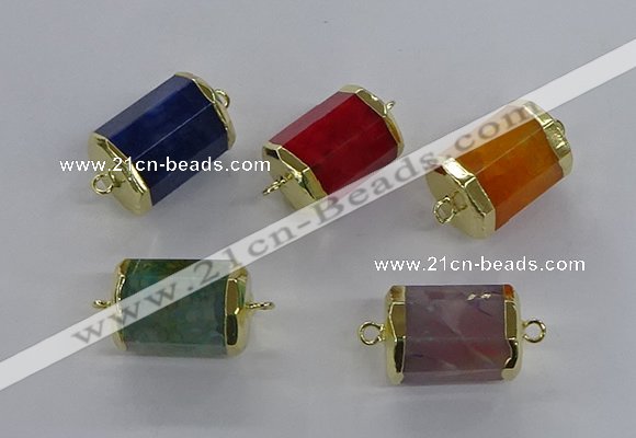 NGC1268 15*20mm faceted tube agate gemstone connectors wholesale