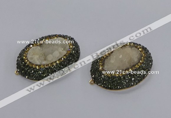 NGC1278 35*45mm oval druzy agate connectors wholesale