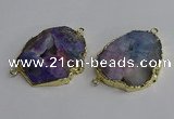 NGC1302 25*35mm - 35*45mm freeform druzy agate connectors