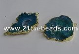 NGC1305 25*35mm - 35*45mm freeform druzy agate connectors