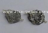 NGC1319 25*30mm - 30*35mm freeform plated druzy agate connectors