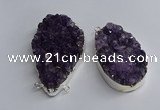 NGC1321 35*50mm - 40*60mm freeform druzy amethyst connectors