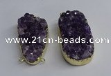 NGC1323 35*50mm - 40*60mm freeform druzy amethyst connectors