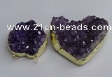 NGC1324 45*50mm - 50*60mm heart druzy amethyst connectors