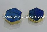 NGC1331 30*30mm - 35*35mm hexagon druzy agate connectors