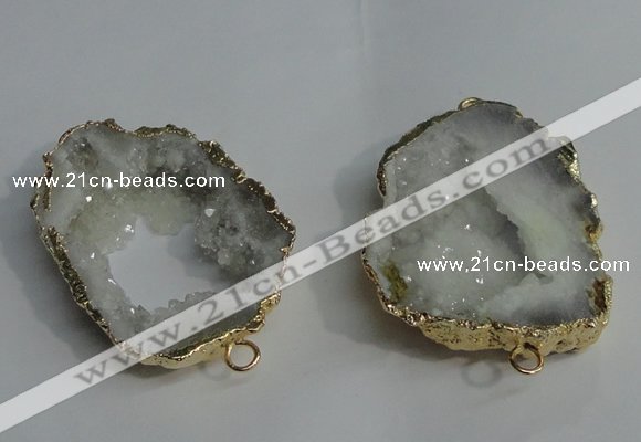 NGC136 30*40mm - 35*45mm freeform plated druzy agate connectors