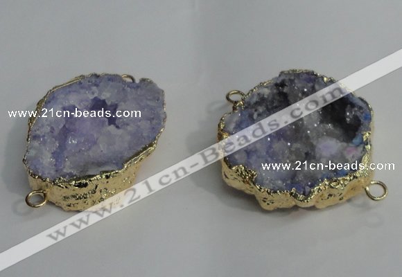 NGC138 30*40mm - 35*45mm freeform plated druzy agate connectors