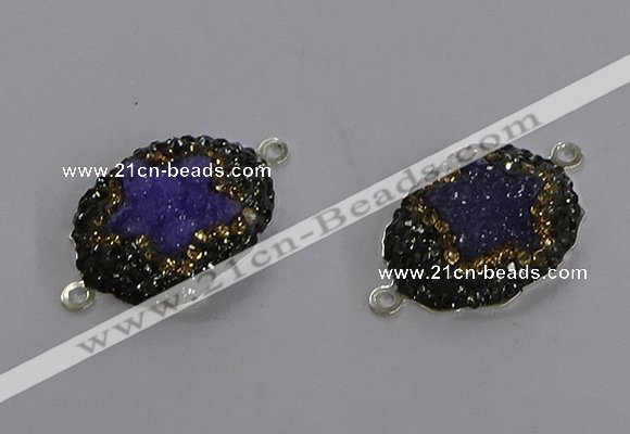 NGC1386 18*25mm freeform druzy agate connectors wholesale